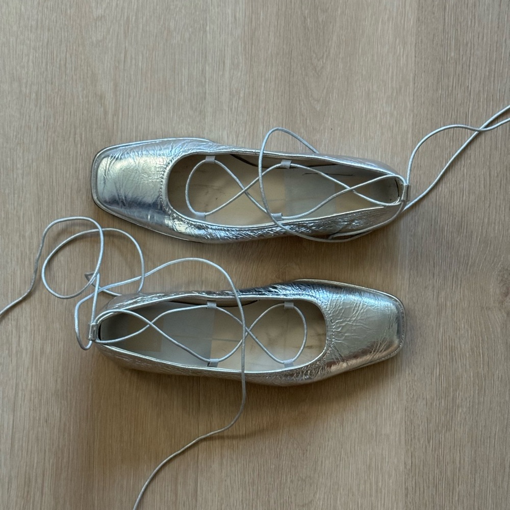 Chrome Lace-Up Flats